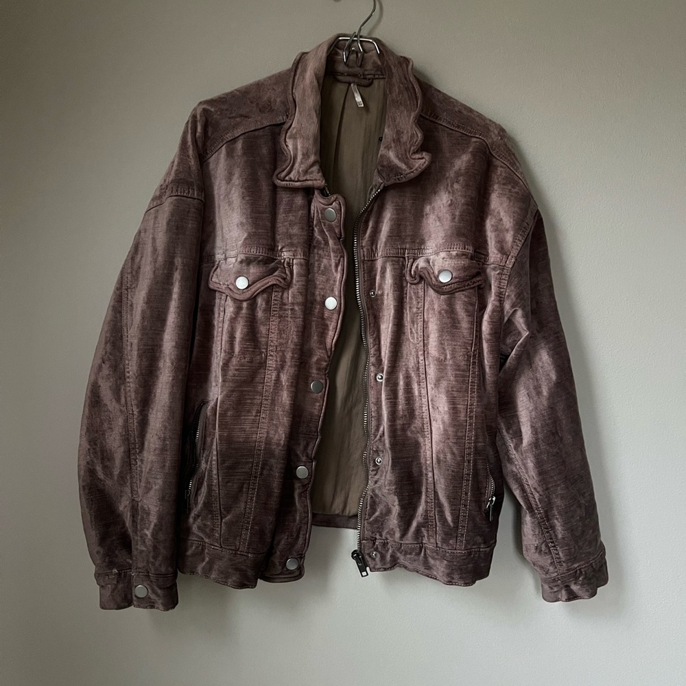 Free people blush pink ombre velvet jacket xs/s